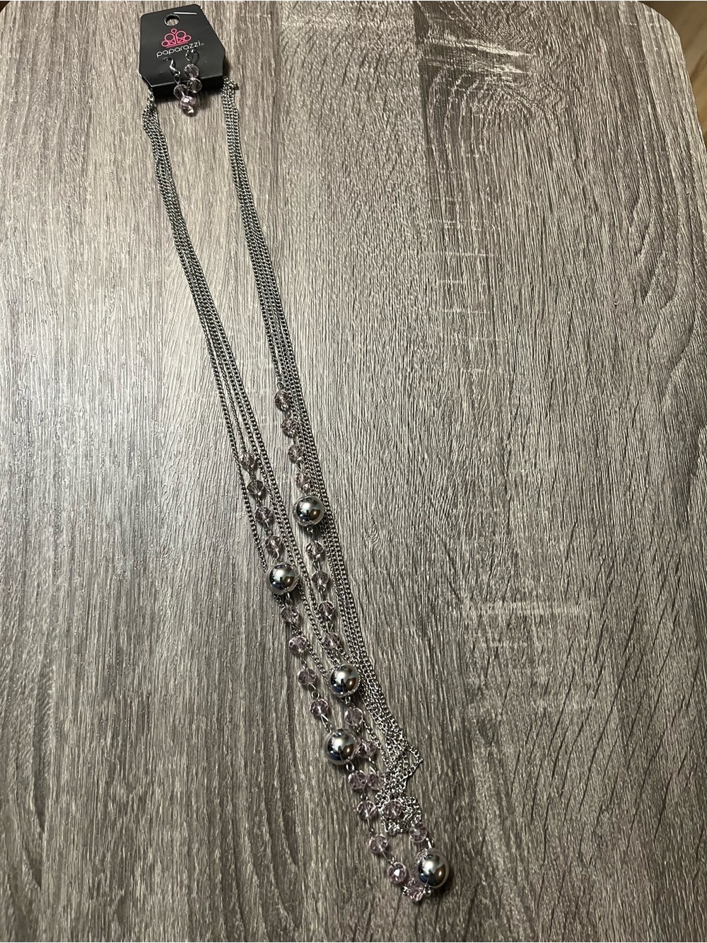 paparazzi Silver Tone and Pink Bead Necklace and Earring Set NWT